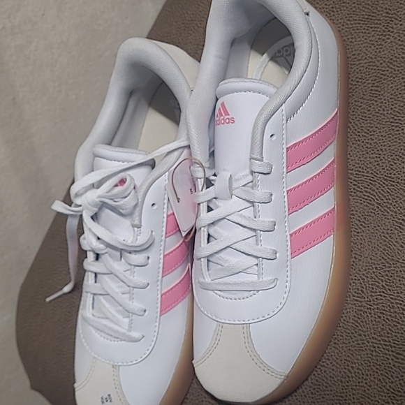Adidas Women's White and Pink Sneakers - Picture 4 of 4
